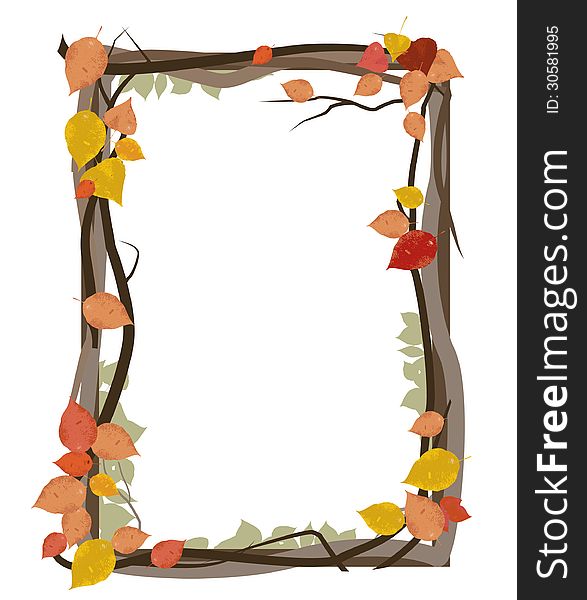 Frame made of autumn leafs on white background. Frame made of autumn leafs on white background
