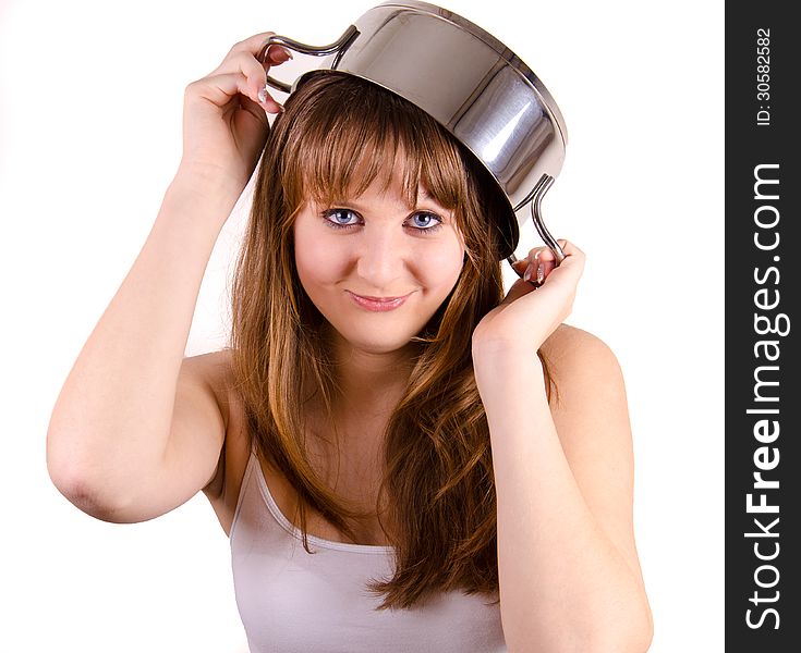 Girl is holding her pot. Girl is holding her pot.