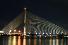 Rama 8 Bridge At Night Stock Photography
