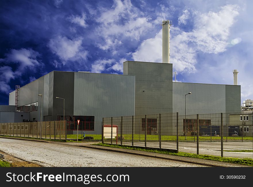 Industrial Building before sunset.