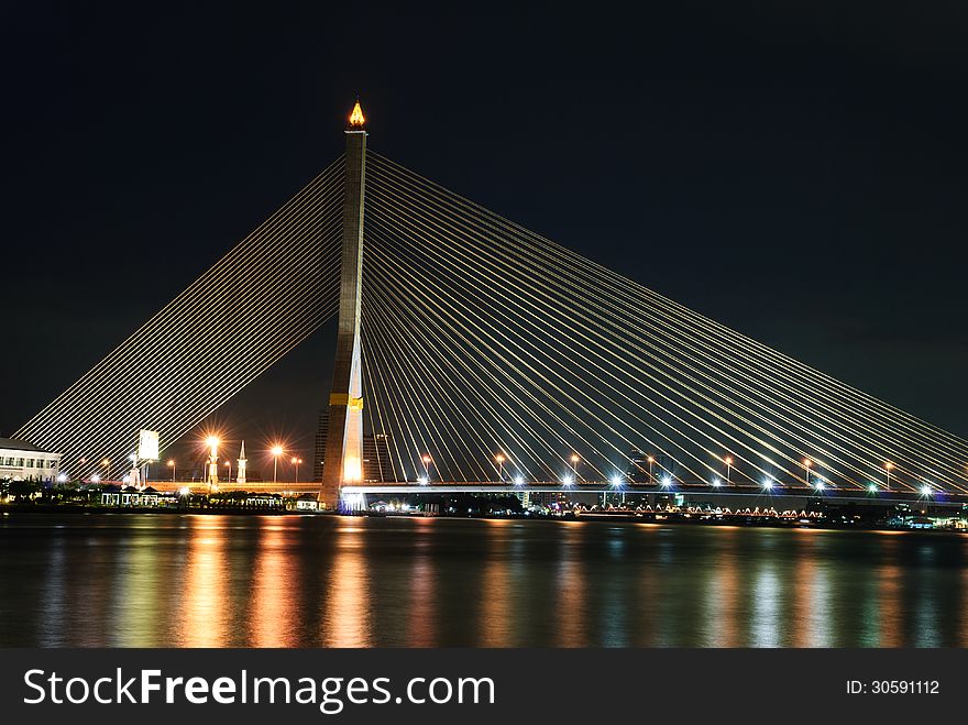 Rama 8 Bridge At Night