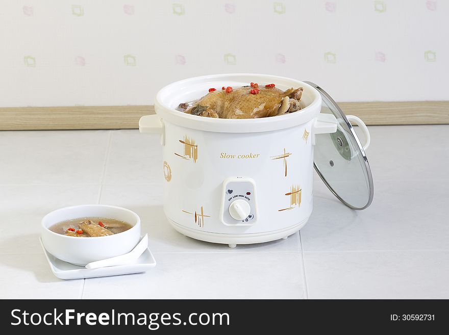 Electric pot for casserole food in the kitchen