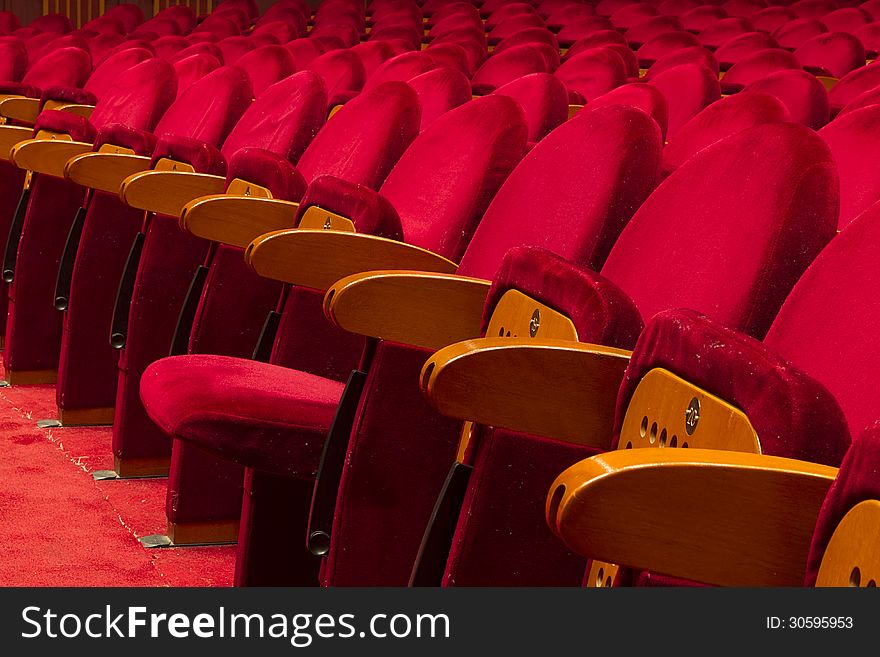 Empty red seats for cinema