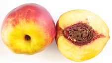 Half Peach & Peach Royalty Free Stock Photo Half Peach & Peach Royalty Free Stock Photo