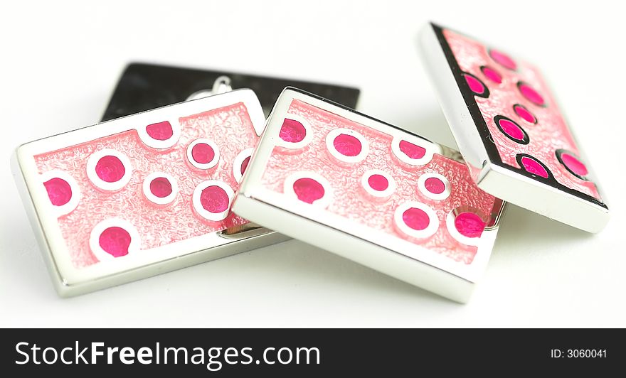 Men’s cufflinks with tie background. Men’s cufflinks with tie background