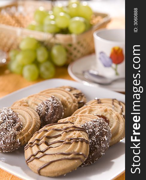 Delicious sweet cakes with grape fruits. Delicious sweet cakes with grape fruits