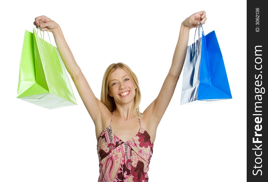 Beautiful girl holding shopping bags. Beautiful girl holding shopping bags