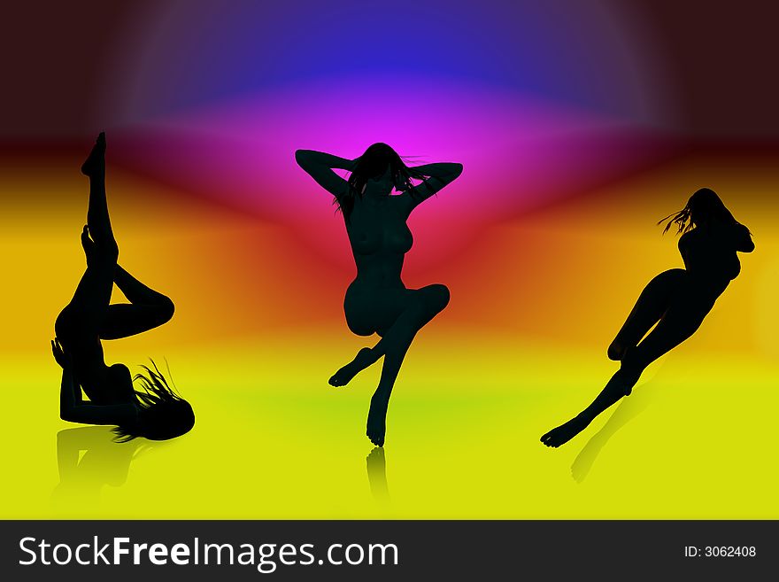 Playful Girls Silhouette