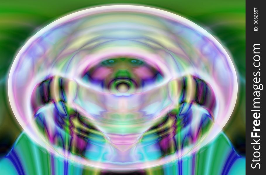 Airbrush abstract art hinting at energy portal and being from another dimension or planet. Airbrush abstract art hinting at energy portal and being from another dimension or planet