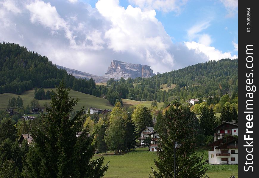 A view of Dolomitic mountains in Italy