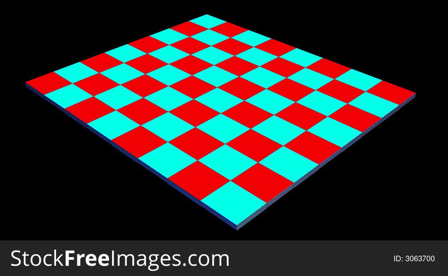 3D chess board in red and blue making diamond. 3D chess board in red and blue making diamond