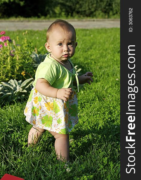 Child playing on a grass. Child playing on a grass