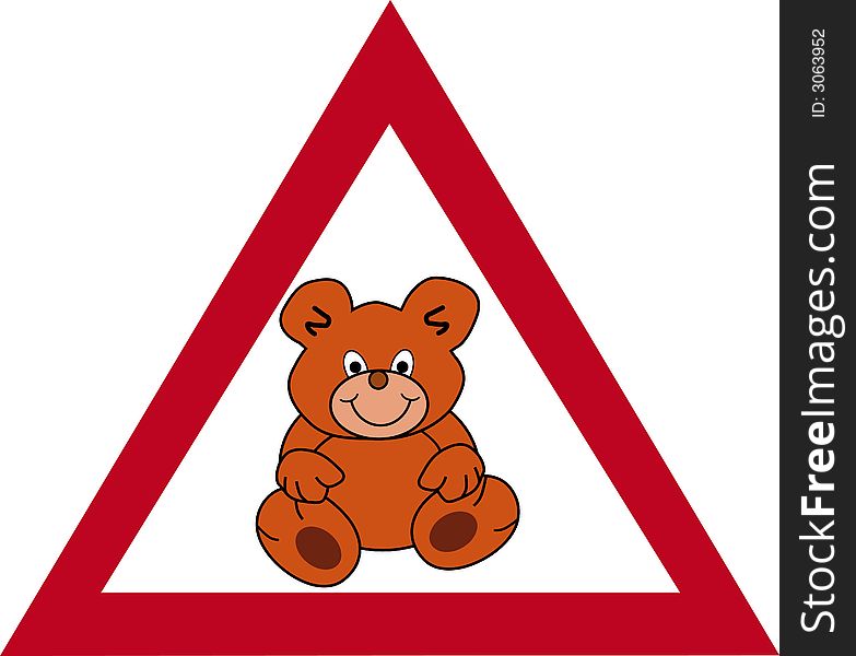 Informationboard: attention of teddies. This file is also available as Illustrator-file