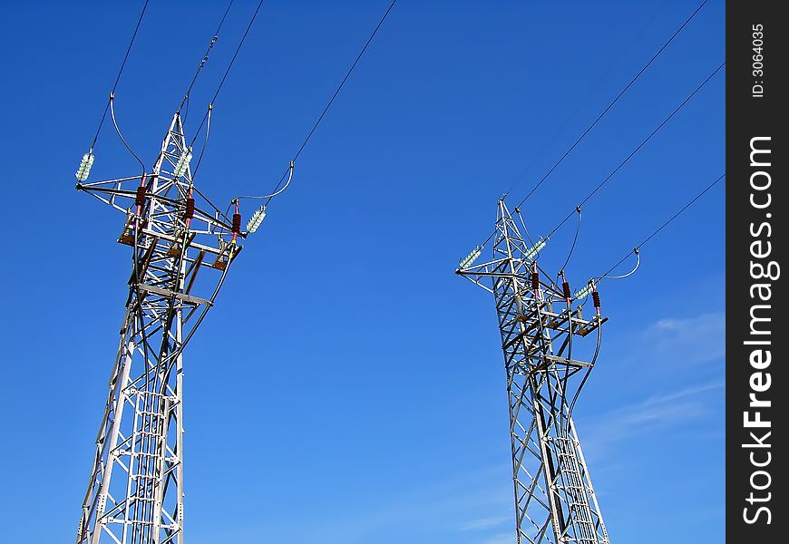 Electricity lines from a power station in Spain. Electricity lines from a power station in Spain