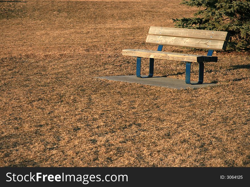 An empty bench in an urban park in Autumn. An empty bench in an urban park in Autumn