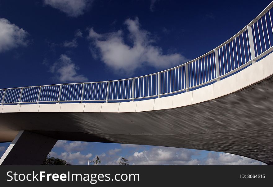 Detail of a Brand New Modern Bridge in a beautiful dark blue sky background