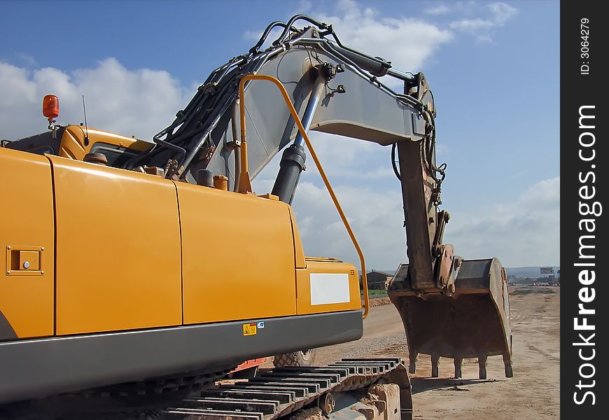 Excavator vehicle used to dig in construction works. Excavator vehicle used to dig in construction works