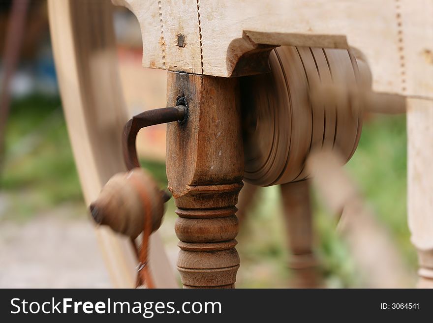 Detail of spinning-wheel in action