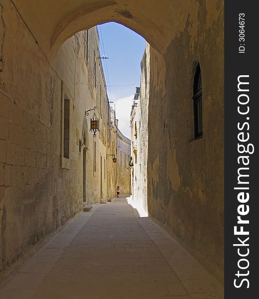 Narrow street in old maltese town Mdina. Narrow street in old maltese town Mdina