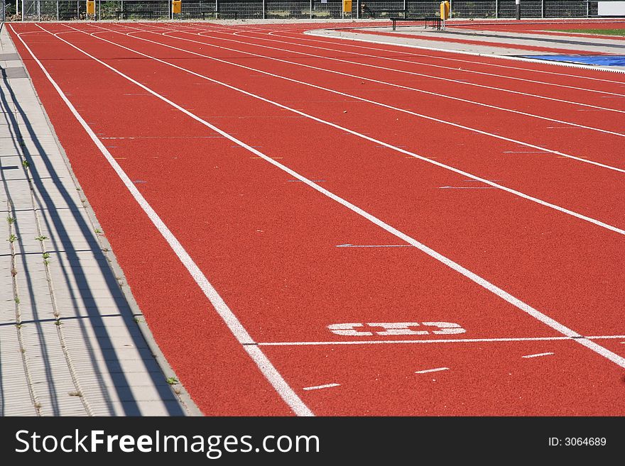 Running tracks at a sports stadium