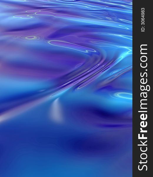 Abstract waves on a dark blue liquid - digital artwork