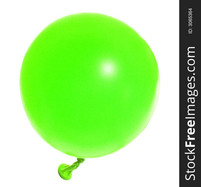 One green balloon isolated on white background