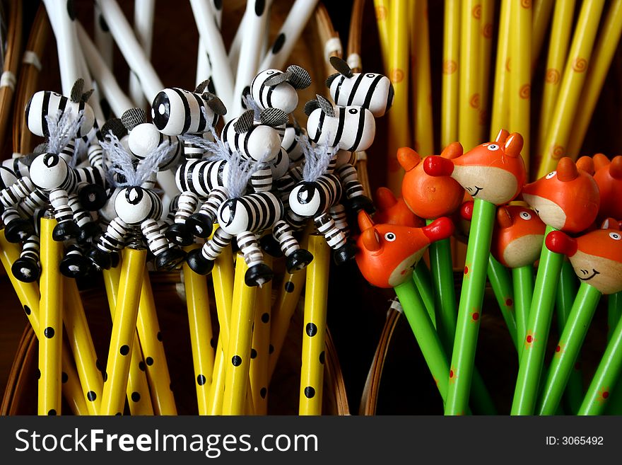 Colorful fun animal pencils