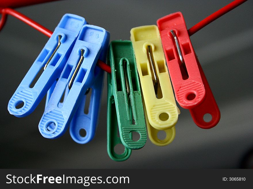 Plastic clothes pegs - close up