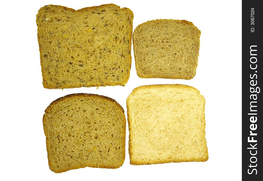 Four bread on the white background