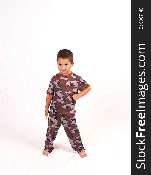 Little boy wearing Camouflage outfit. Little boy wearing Camouflage outfit