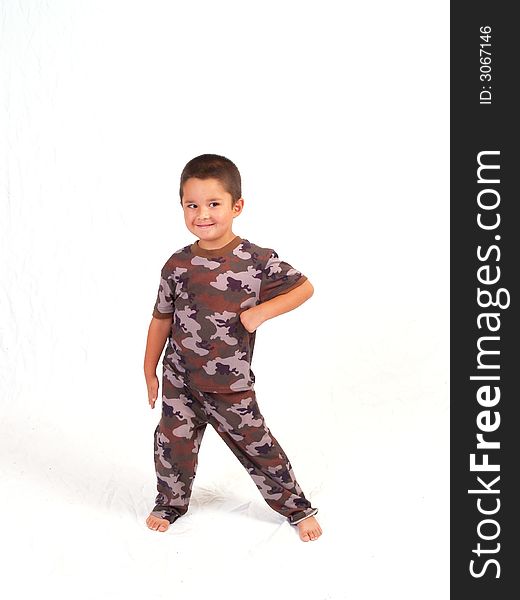 Little boy wearing Camouflage outfit. Little boy wearing Camouflage outfit