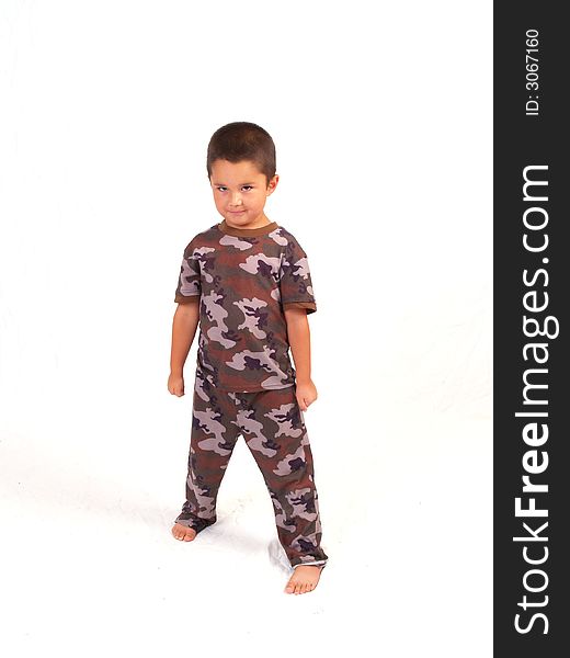 Little boy wearing Camouflage outfit. Little boy wearing Camouflage outfit