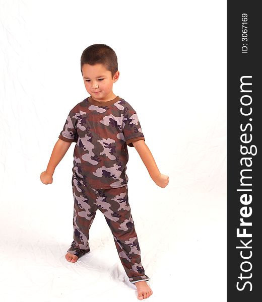 Little boy wearing Camouflage outfit. Little boy wearing Camouflage outfit