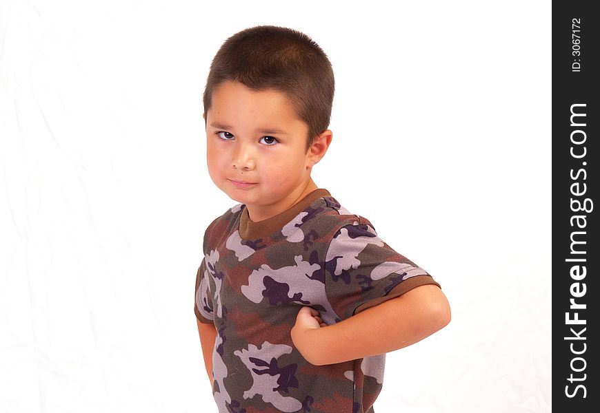 Little boy wearing Camouflage outfit. Little boy wearing Camouflage outfit