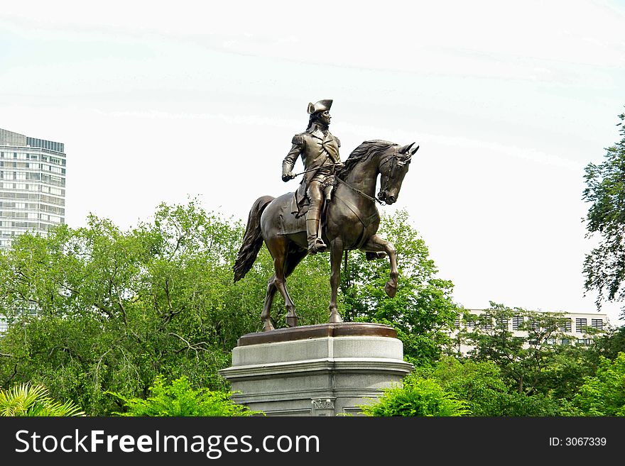 Statue of george washington at the entrance to the boston commons in boston massachusetts