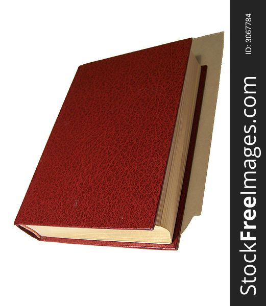 A red hardcover book against a white background.