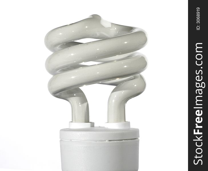 Spiral Energy Saving Light Bulb On A White Background