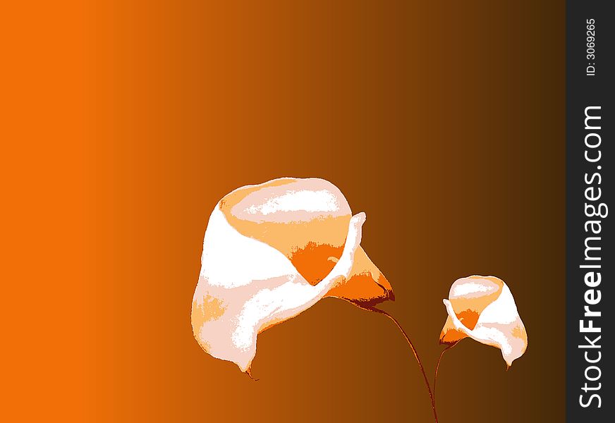 2 Lilies with copyspace on a fading background. 2 Lilies with copyspace on a fading background
