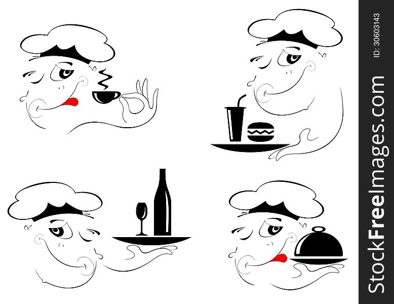 Original cook and food vector set