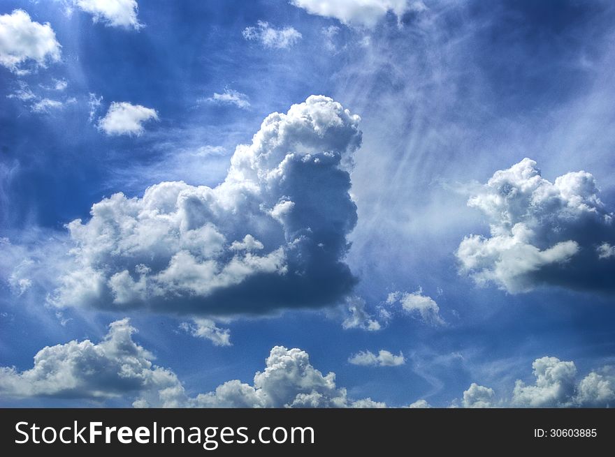 Cummullus clouds in the sky