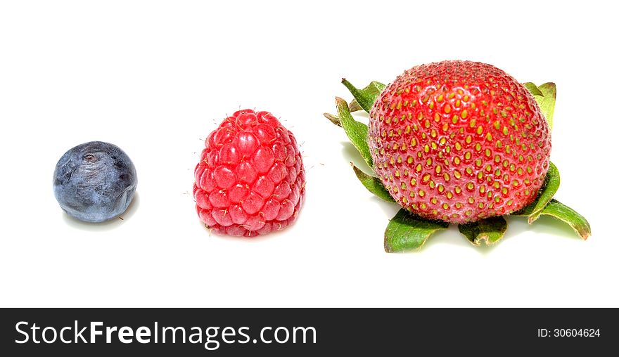 Blueberry, raspberry and strawberry