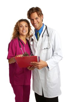 Attractive Young Doctor And Nurse With Good News Royalty Free Stock Images Attractive Young Doctor And Nurse With Good News Royalty Free Stock Images