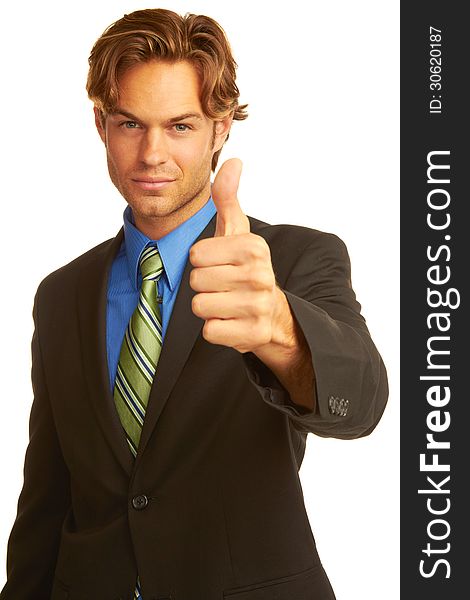 Confident Business man giving the big thumbs up