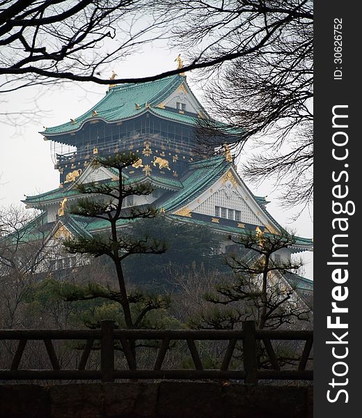 View of old castle in Osaka. View of old castle in Osaka