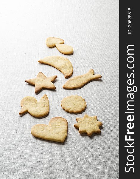 Home made cookies on white background close up