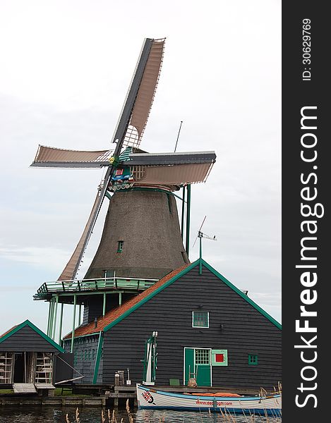 Windmill landscape in Zaanse Schans, Netherlands