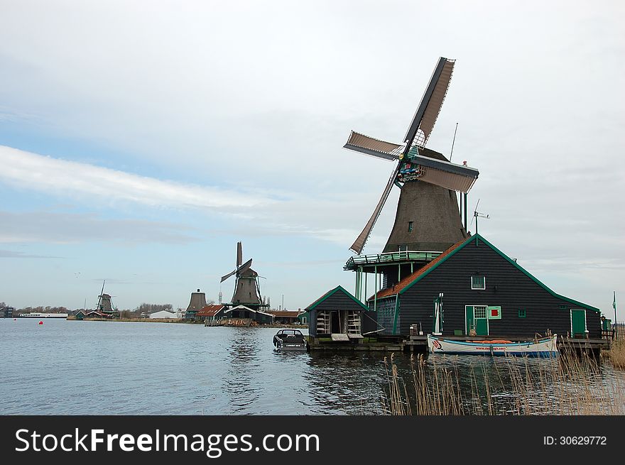 Windmill Landscape In Zaanse Schans