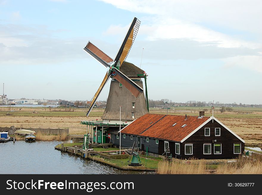 Windmill Landscape In Zaanse Schans