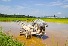 Plow Fields In Farm Rice On Blue Sky. Stock Photography Plow Fields In Farm Rice On Blue Sky. Stock Photography