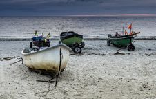 Morning On The Beach Of Fishermen Village, Latvia Stock Photos Morning On The Beach Of Fishermen Village, Latvia Stock Photos